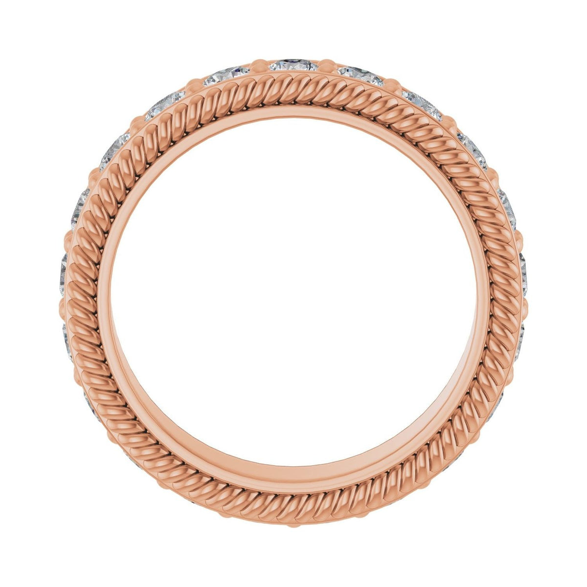 Sapphire Row Natural Diamond Rope-Edge Eternity Band - 14K Rose Gold, 2.5 mm, 4.5 (view 2)
