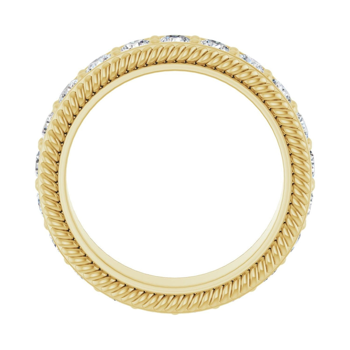 Sapphire Row Natural Diamond Rope-Edge Eternity Band - 14K Yellow Gold, 2.5 mm, 4 (view 2)