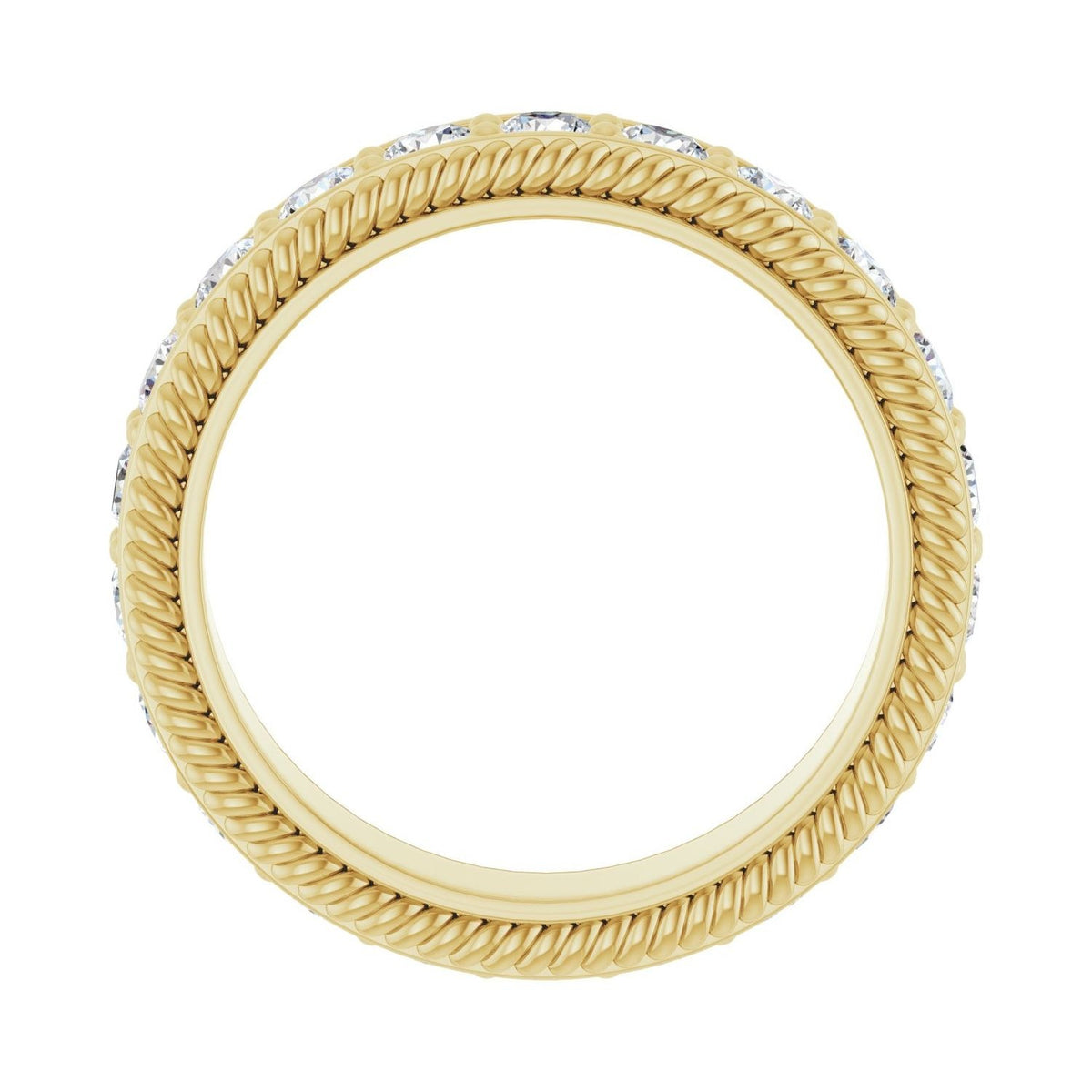 Sapphire Row Natural Diamond Rope-Edge Eternity Band - 14K Yellow Gold, 2.5 mm, 5 (view 2)