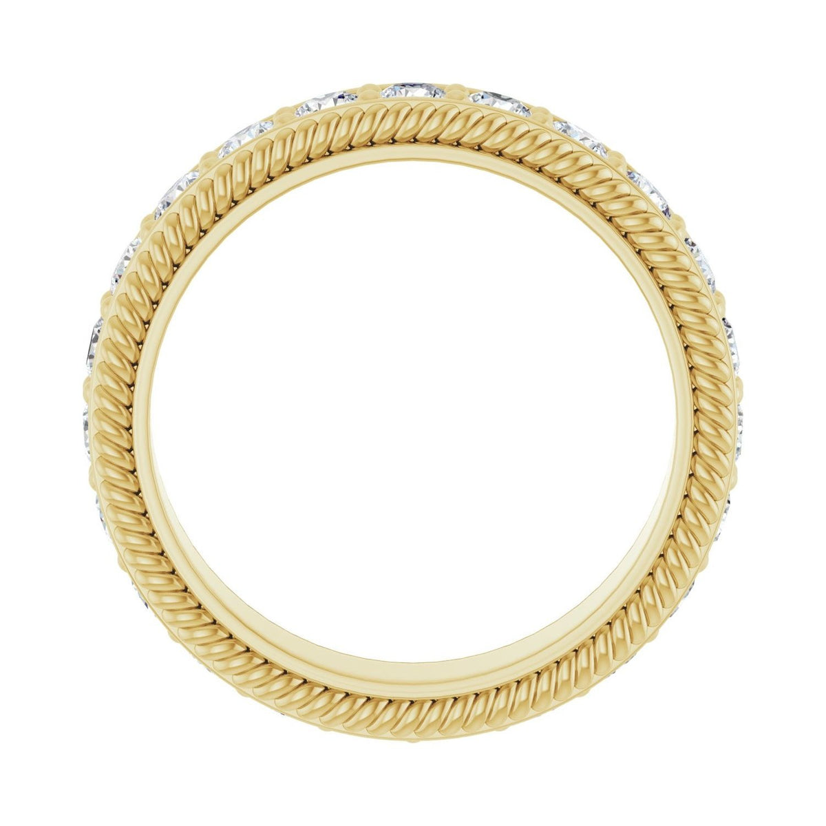 Sapphire Row Natural Diamond Rope-Edge Eternity Band - 14K Yellow Gold, 2.5 mm, 6 (view 2)