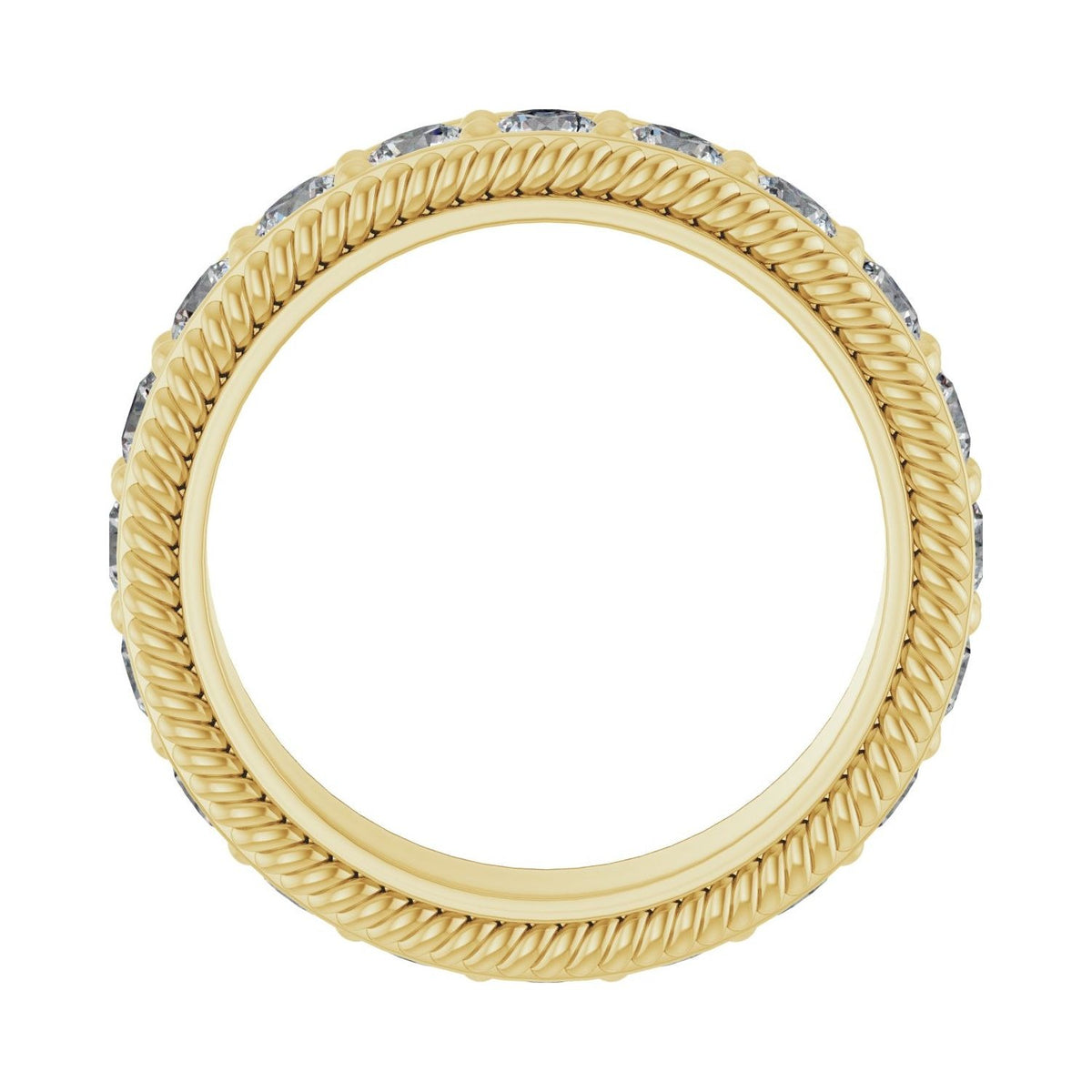Sapphire Row Natural Diamond Rope-Edge Eternity Band - 14K Yellow Gold, 3 mm, 6.5 (view 2)