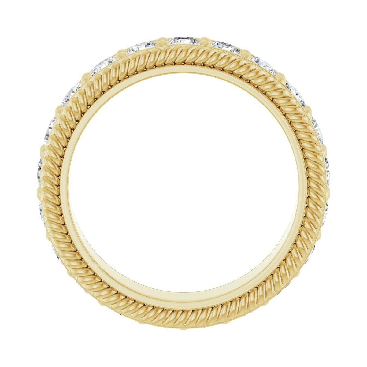 Sapphire Row Natural Diamond Rope-Edge Eternity Band - 14K Yellow Gold, 3 mm, 7.5 (view 2)