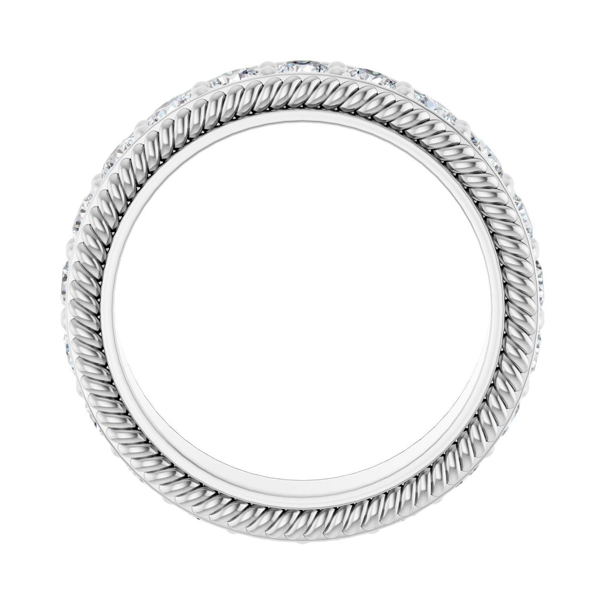 Sapphire Row Natural Diamond Rope-Edge Eternity Band - 14K White Gold, 2.5 mm, 4 (view 2)