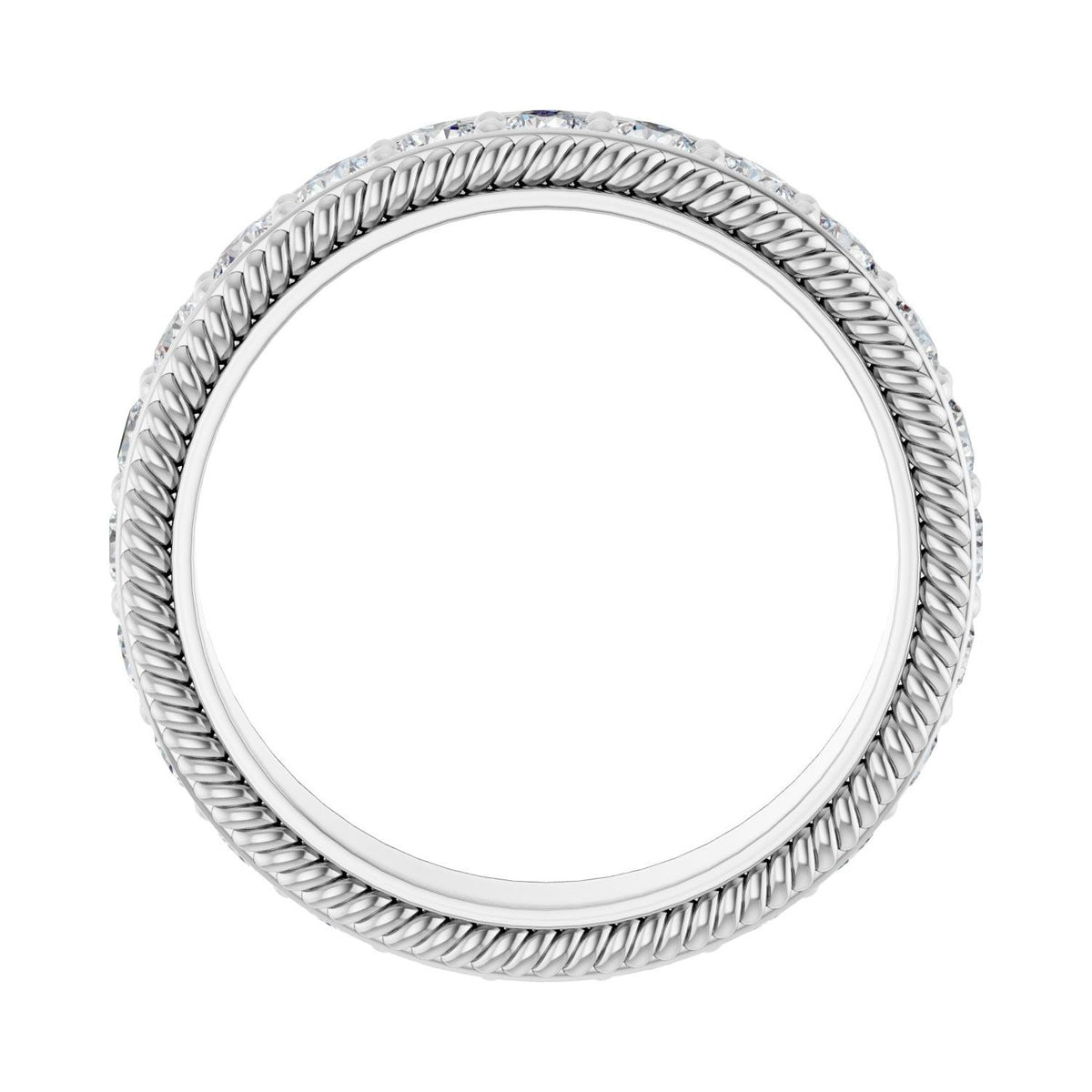 Sapphire Row Natural Diamond Rope-Edge Eternity Band - 14K White Gold, 2.5 mm, 7 (view 2)