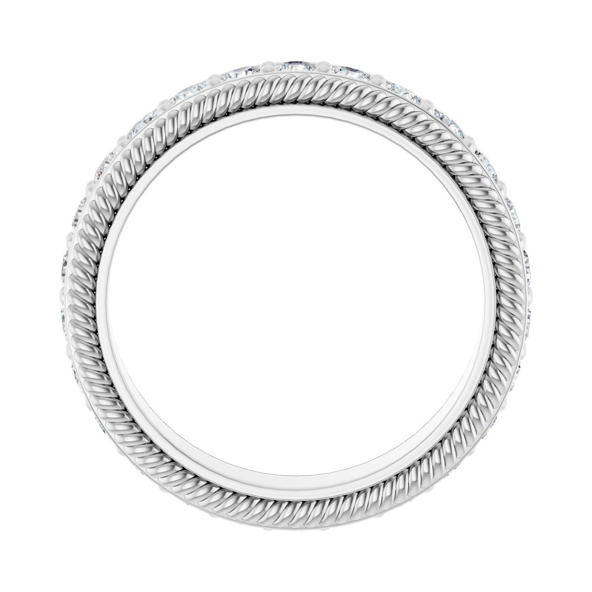 Sapphire Row Natural Diamond Rope-Edge Eternity Band - 14K White Gold, 2 mm, 4.5 (view 2)