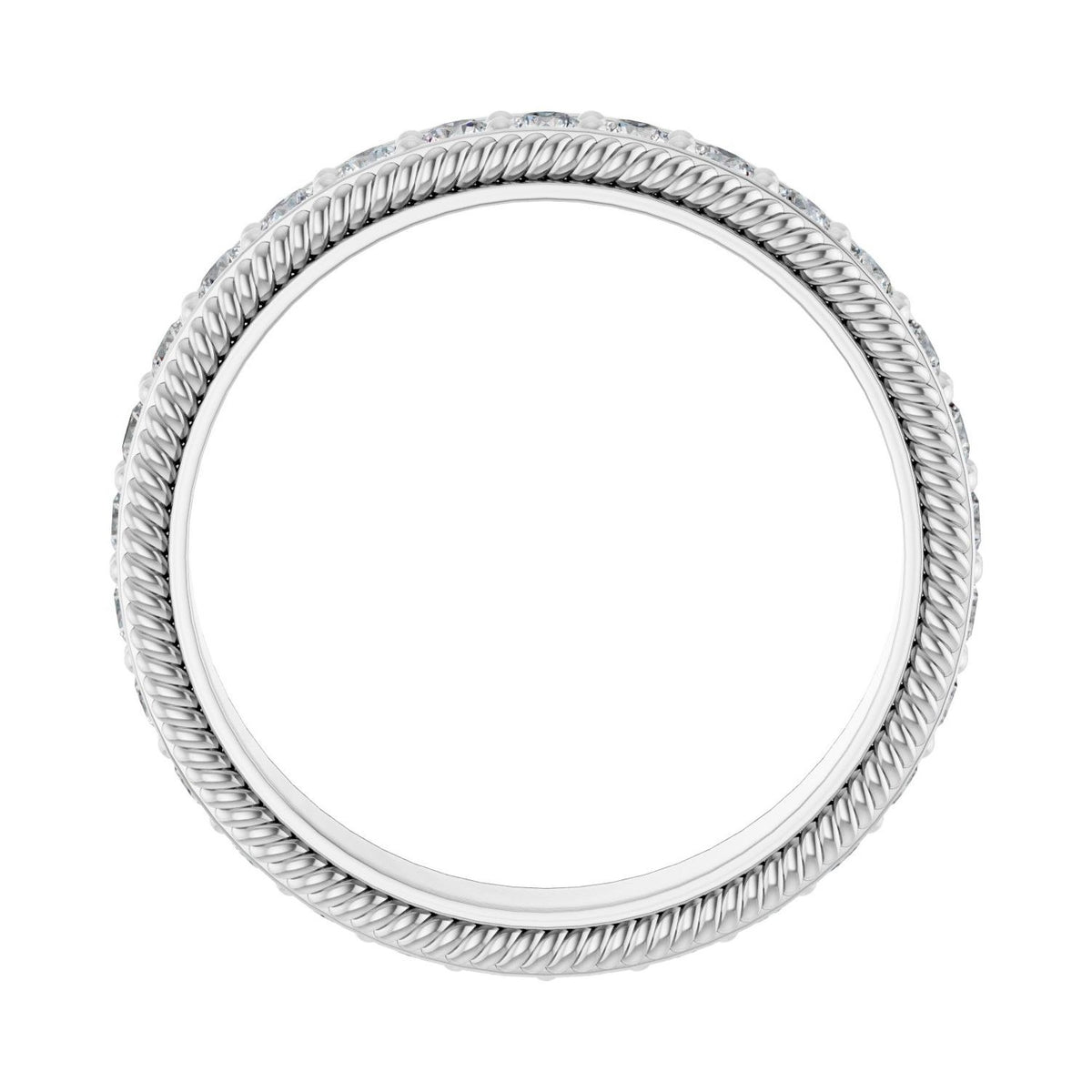 Sapphire Row Natural Diamond Rope-Edge Eternity Band - 14K White Gold, 2 mm, 7.5 (view 2)