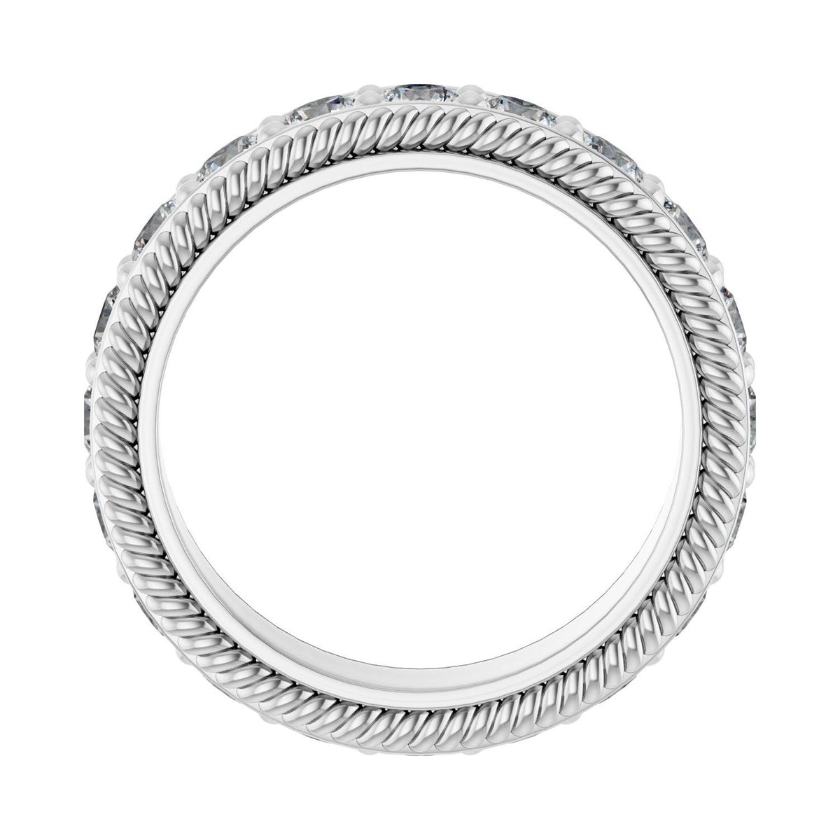 Sapphire Row Natural Diamond Rope-Edge Eternity Band - 14K White Gold, 3 mm, 6.5 (view 2)