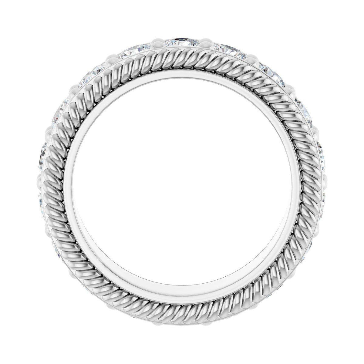 Sapphire Row Natural Diamond Rope-Edge Eternity Band - Platinum, 3 mm, 4.5 (view 2)