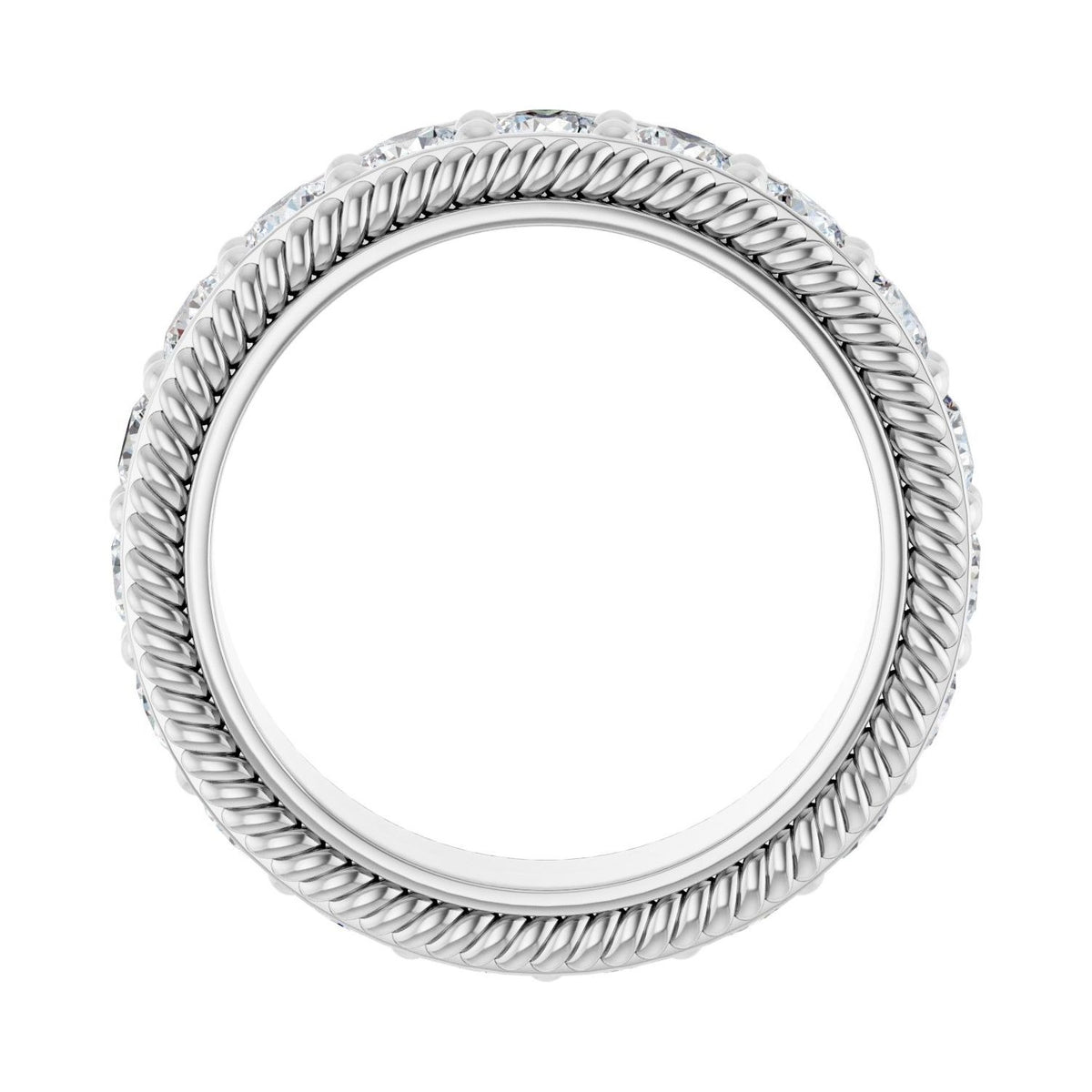 Sapphire Row Natural Diamond Rope-Edge Eternity Band - Platinum, 3 mm, 5.5 (view 2)