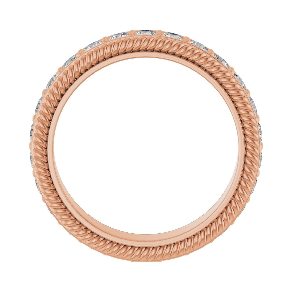 Sapphire Row Lab-Grown Diamond Rope-Edge Eternity Band - 14K Rose Gold, 2 mm, 4 (view 2)