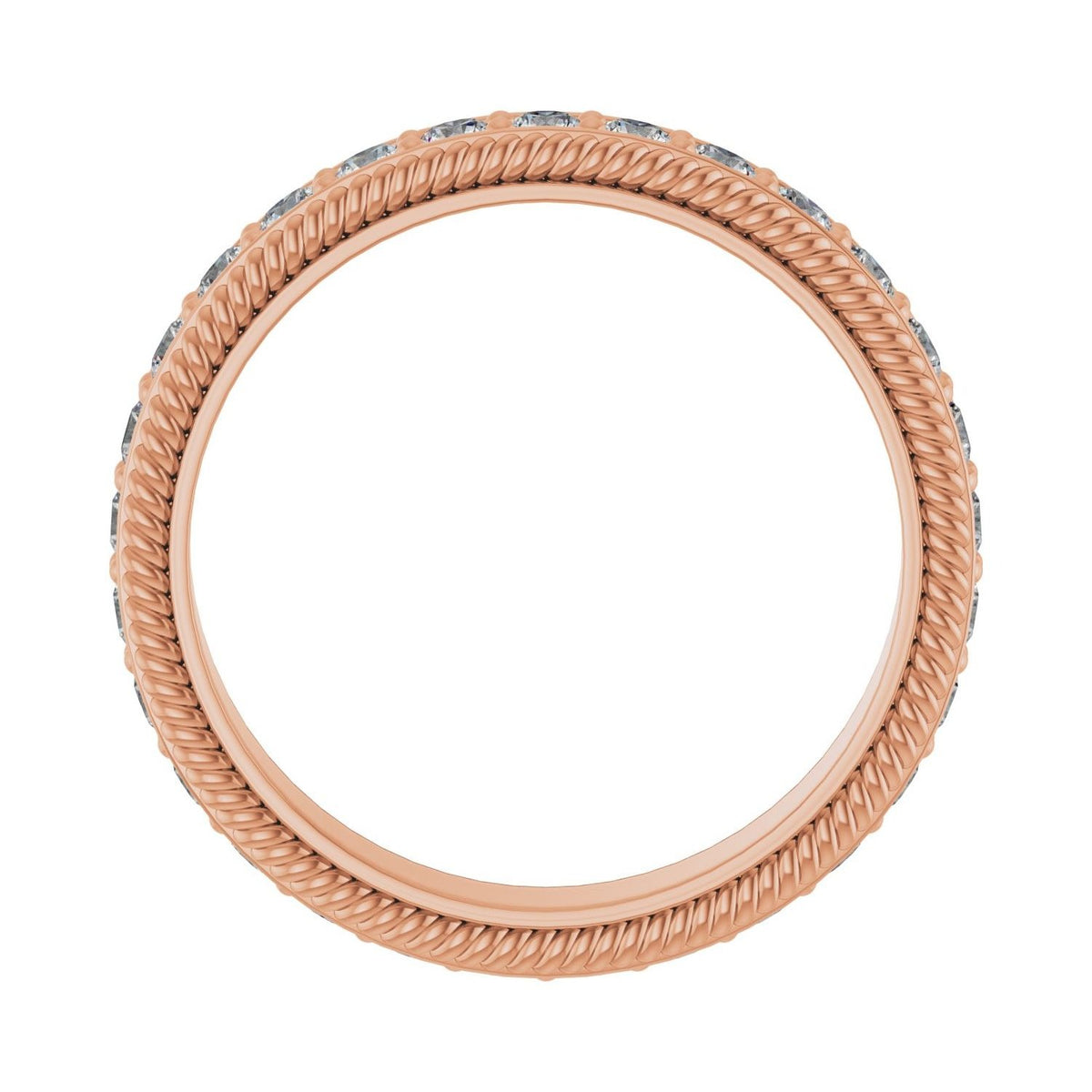 Sapphire Row Lab-Grown Diamond Rope-Edge Eternity Band - 14K Rose Gold, 2 mm, 7 (view 2)