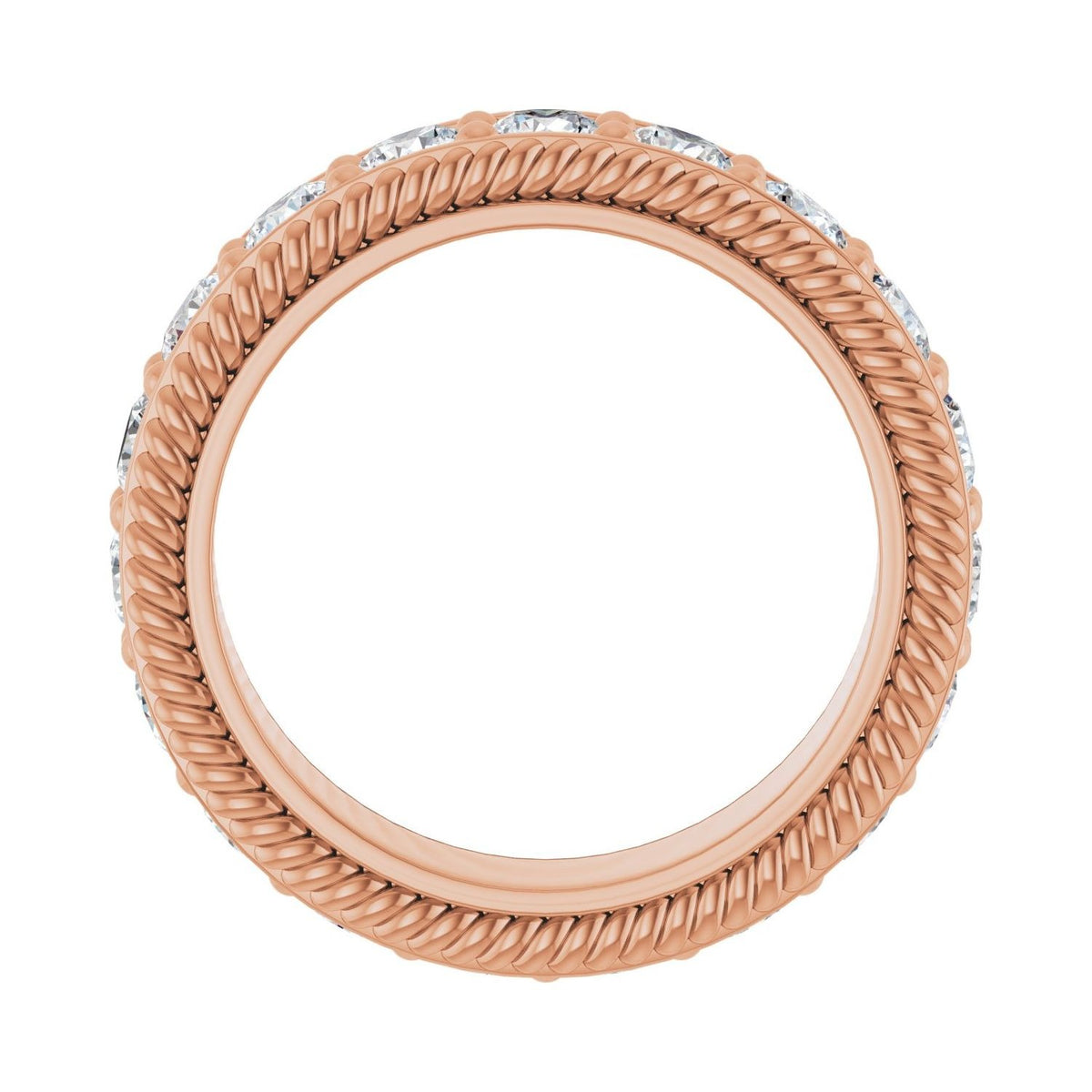 Sapphire Row Lab-Grown Diamond Rope-Edge Eternity Band - 14K Rose Gold, 3 mm, 5 (view 2)