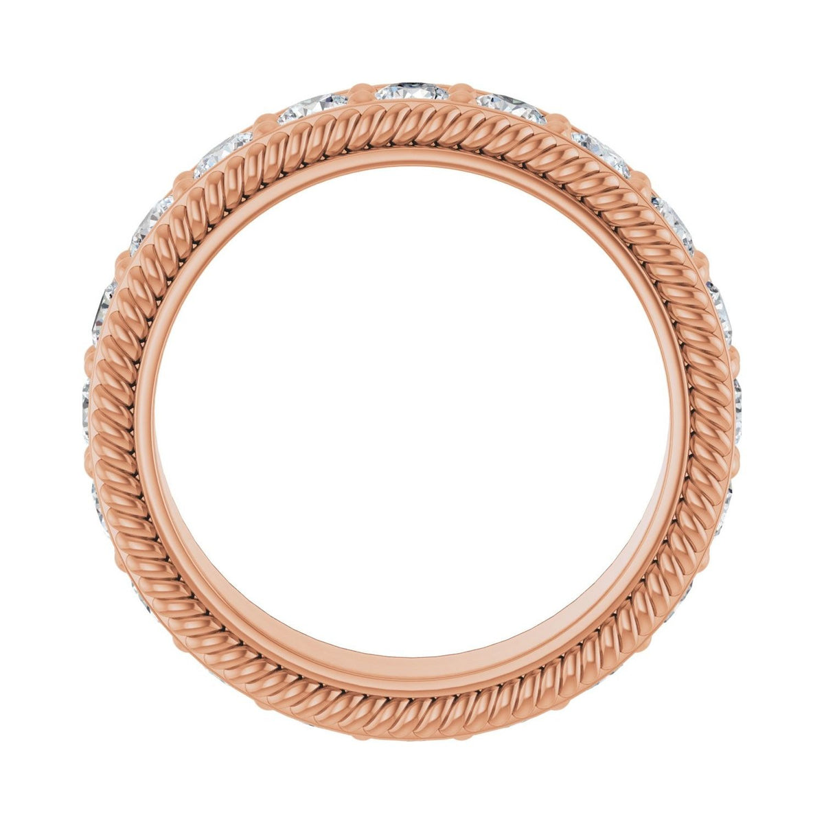 Sapphire Row Lab-Grown Diamond Rope-Edge Eternity Band - 14K Rose Gold, 3 mm, 7 (view 2)