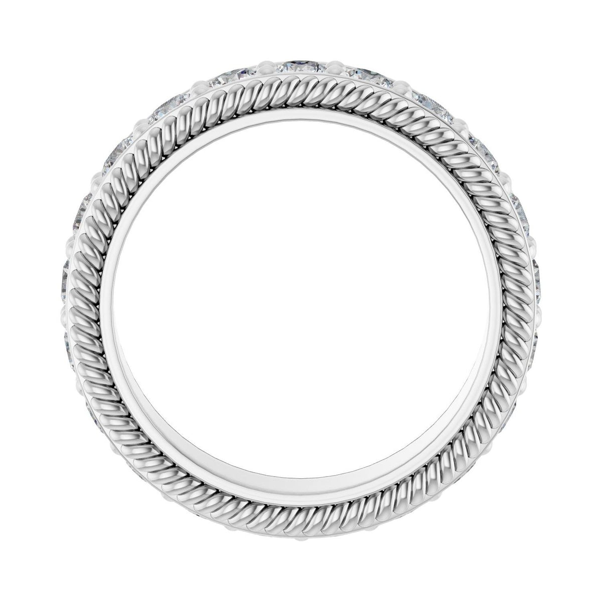 Sapphire Row Lab-Grown Diamond Rope-Edge Eternity Band - 14K White Gold, 2.5 mm, 4.5 (view 2)