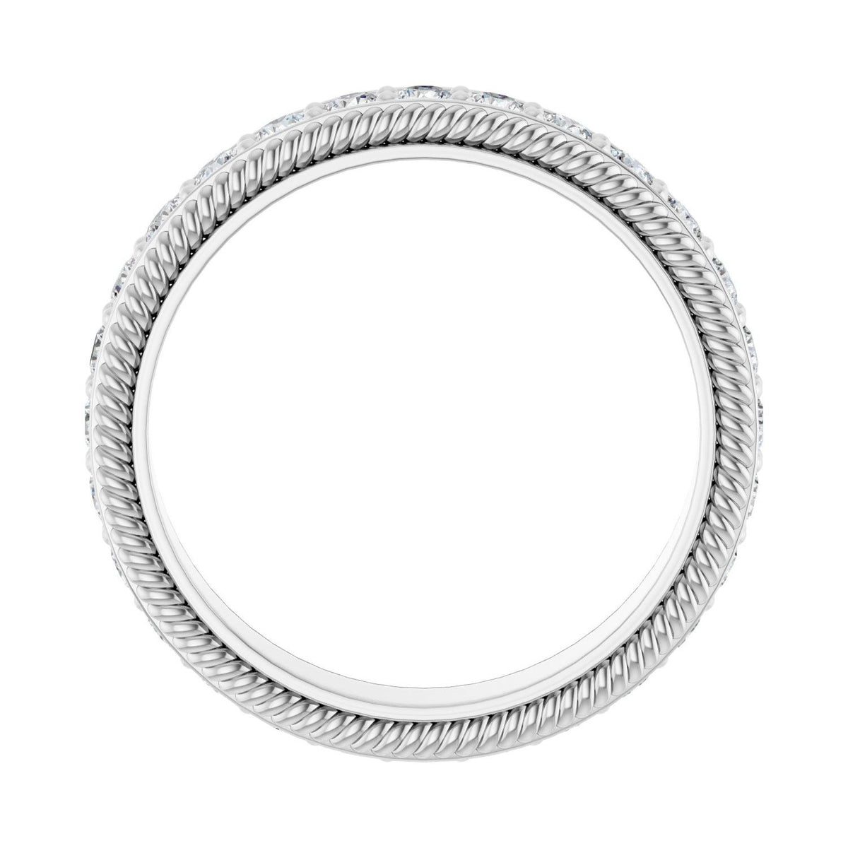 Sapphire Row Lab-Grown Diamond Rope-Edge Eternity Band - 14K White Gold, 2 mm, 6 (view 2)