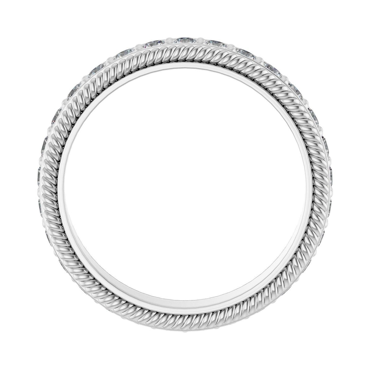 Sapphire Row Lab-Grown Diamond Rope-Edge Eternity Band - 14K White Gold, 2 mm, 7 (view 2)