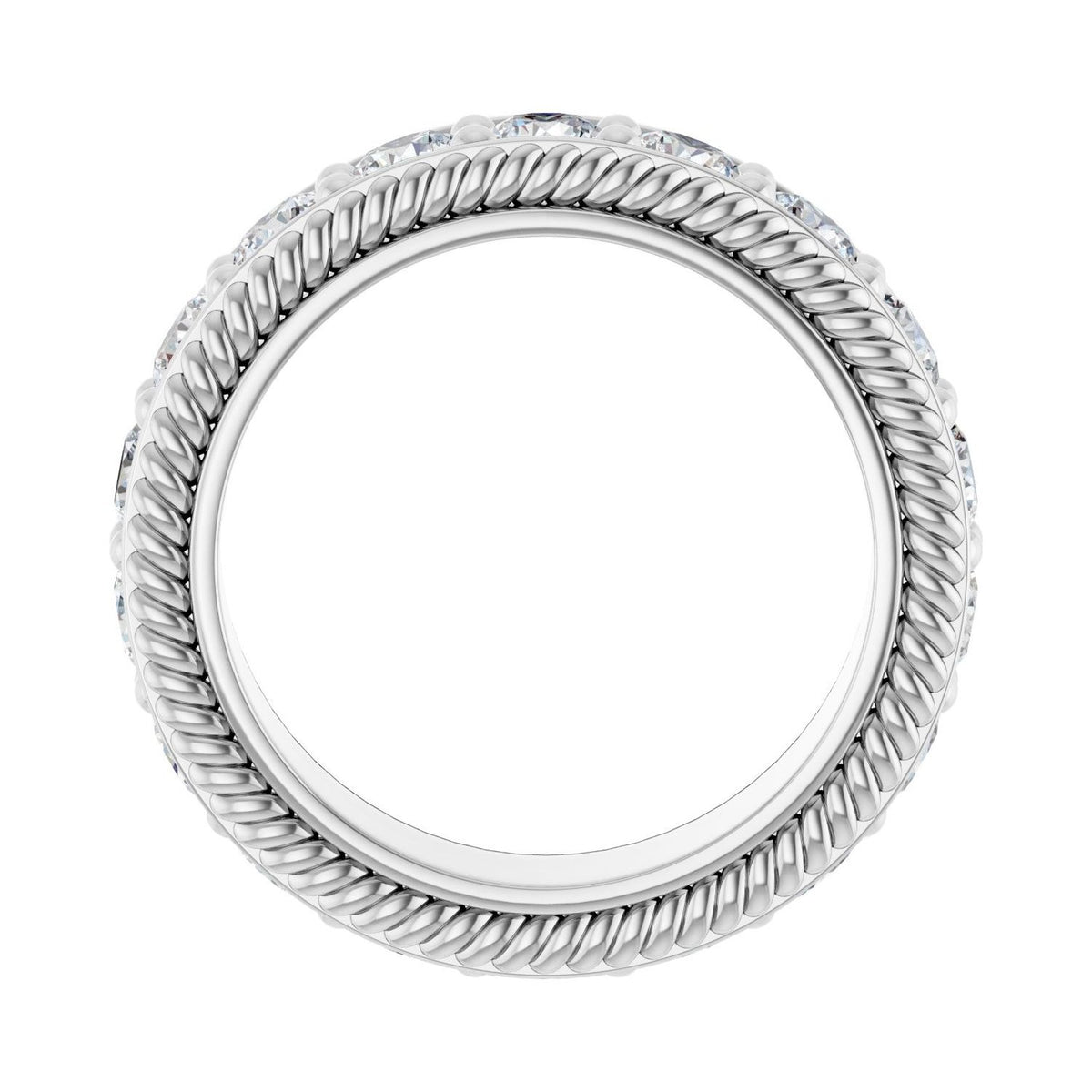 Sapphire Row Lab-Grown Diamond Rope-Edge Eternity Band - 14K White Gold, 3 mm, 4 (view 2)
