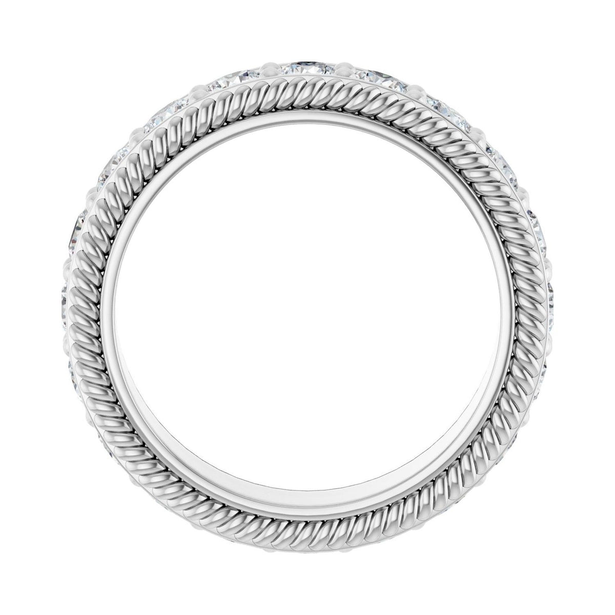 Sapphire Row Lab-Grown Diamond Rope-Edge Eternity Band - 14K White Gold, 3 mm, 7 (view 2)