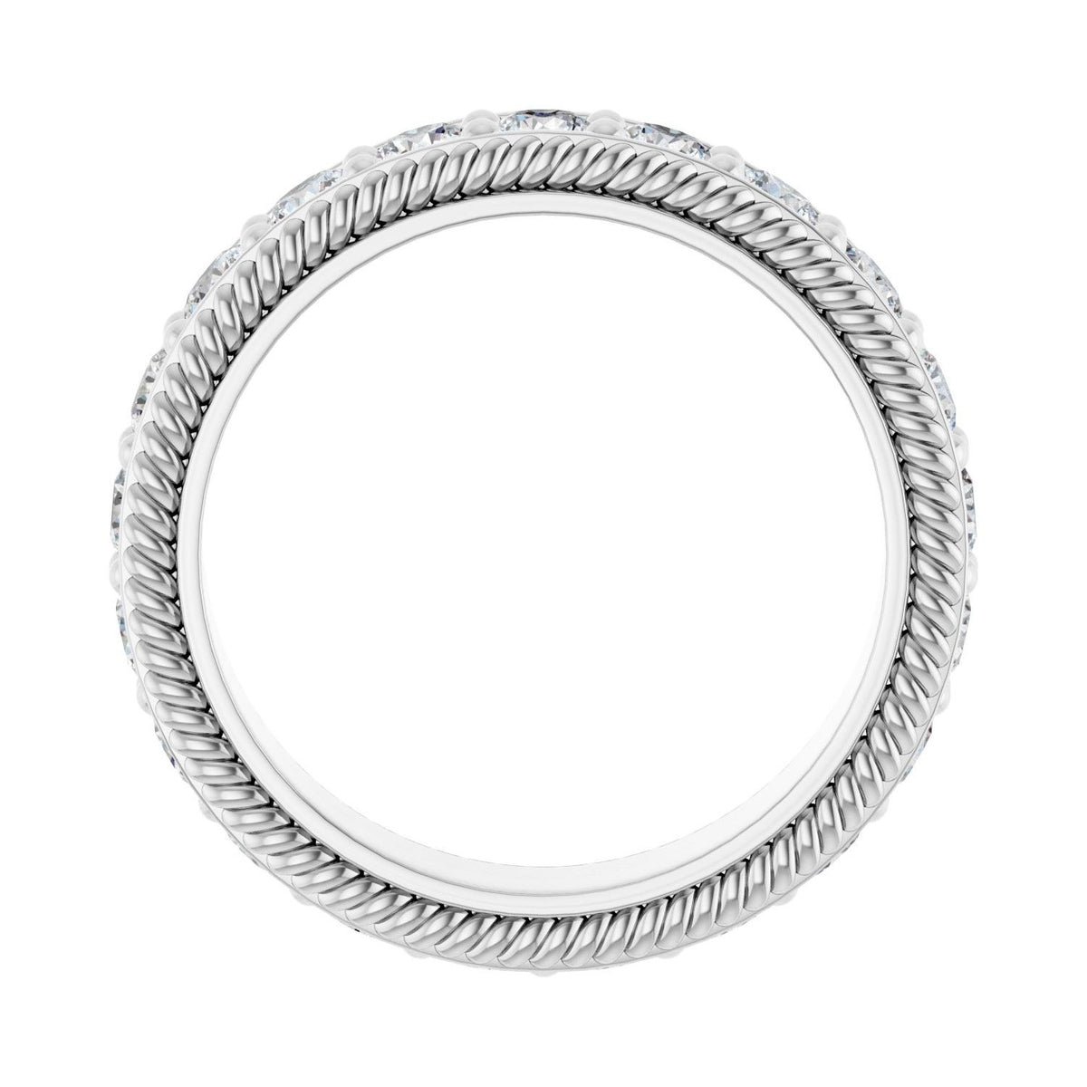 Sapphire Row Lab-Grown Diamond Rope-Edge Eternity Band - 14K White Gold, 3 mm, 8 (view 2)