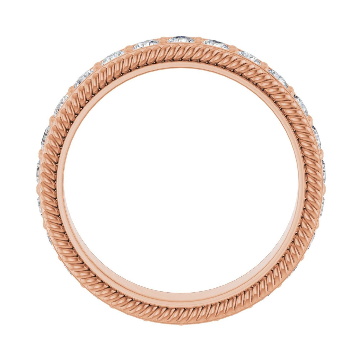 Sapphire Row Lab-Grown Diamond Rope-Edge Eternity Band - 14K Rose Gold, 2.5 mm, 8 (view 2)