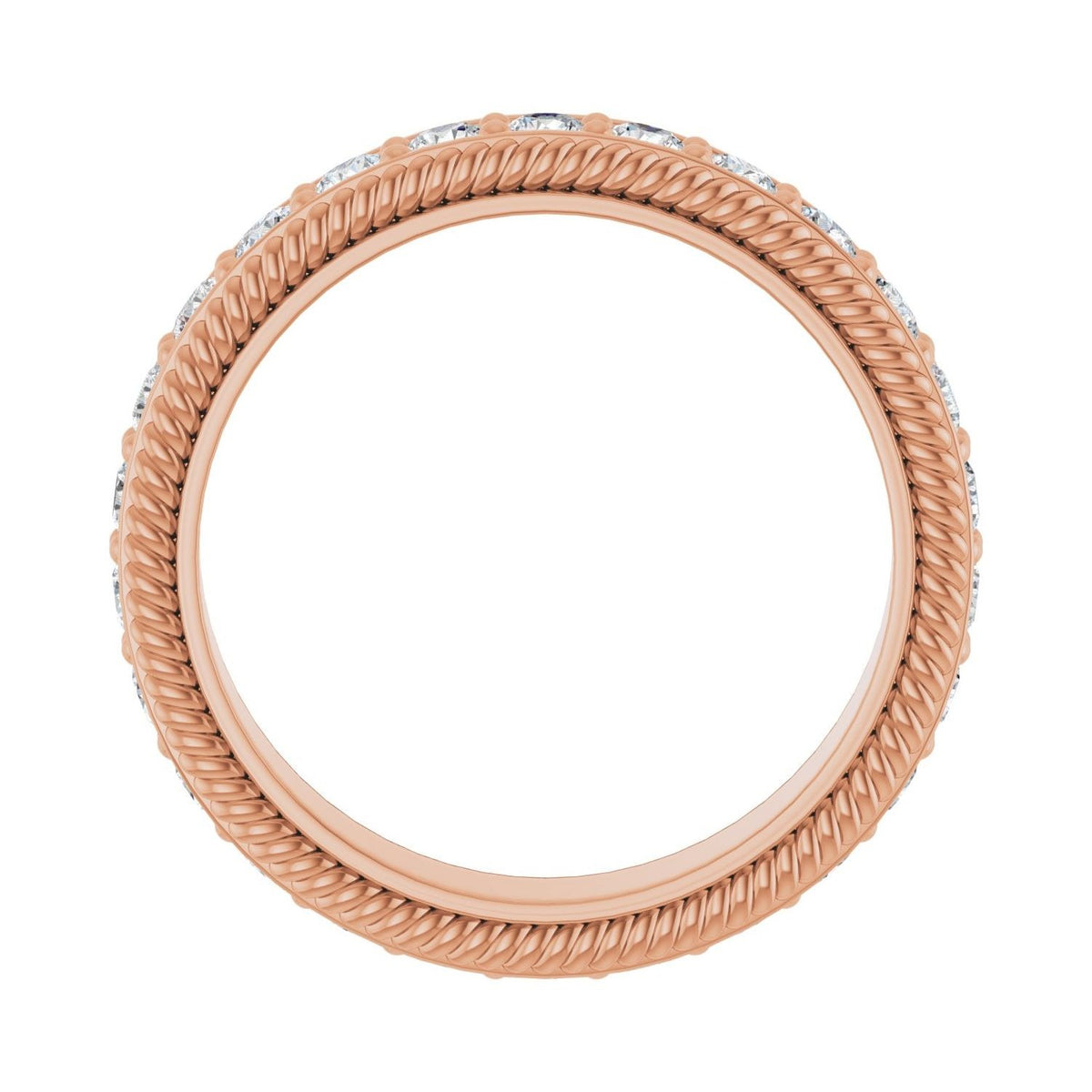 Sapphire Row Lab-Grown Diamond Rope-Edge Eternity Band - 14K Rose Gold, 2 mm, 4.5 (view 2)