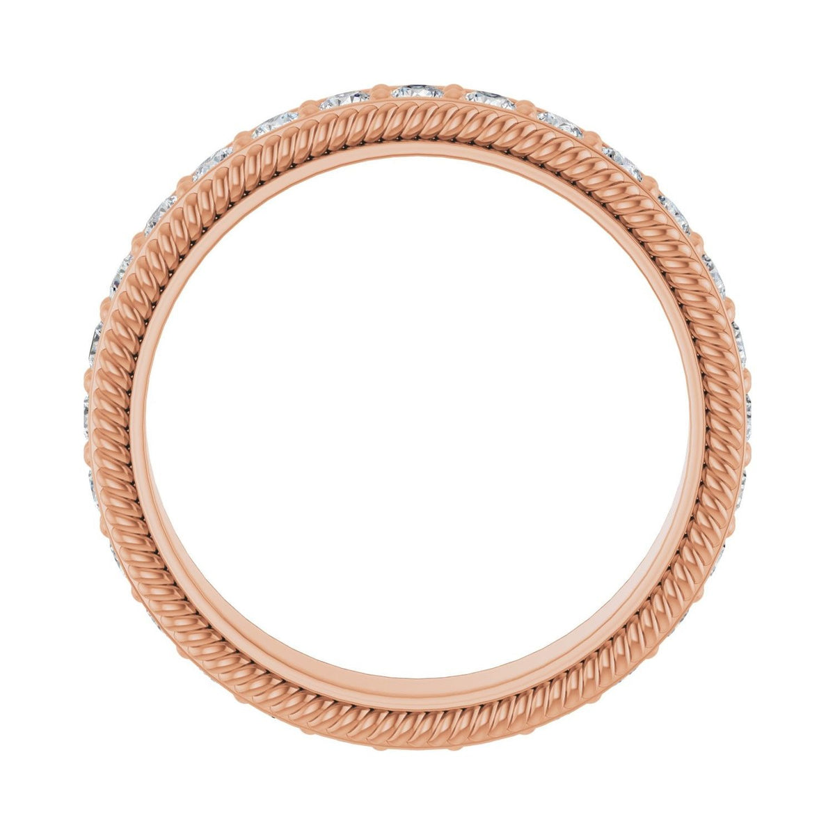 Sapphire Row Lab-Grown Diamond Rope-Edge Eternity Band - 14K Rose Gold, 2 mm, 6.5 (view 2)