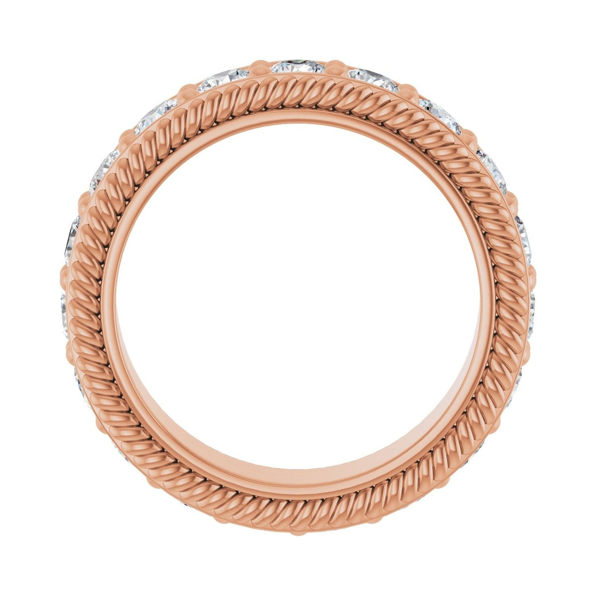 Sapphire Row Lab-Grown Diamond Rope-Edge Eternity Band - 14K Rose Gold, 3 mm, 5.5 (view 2)