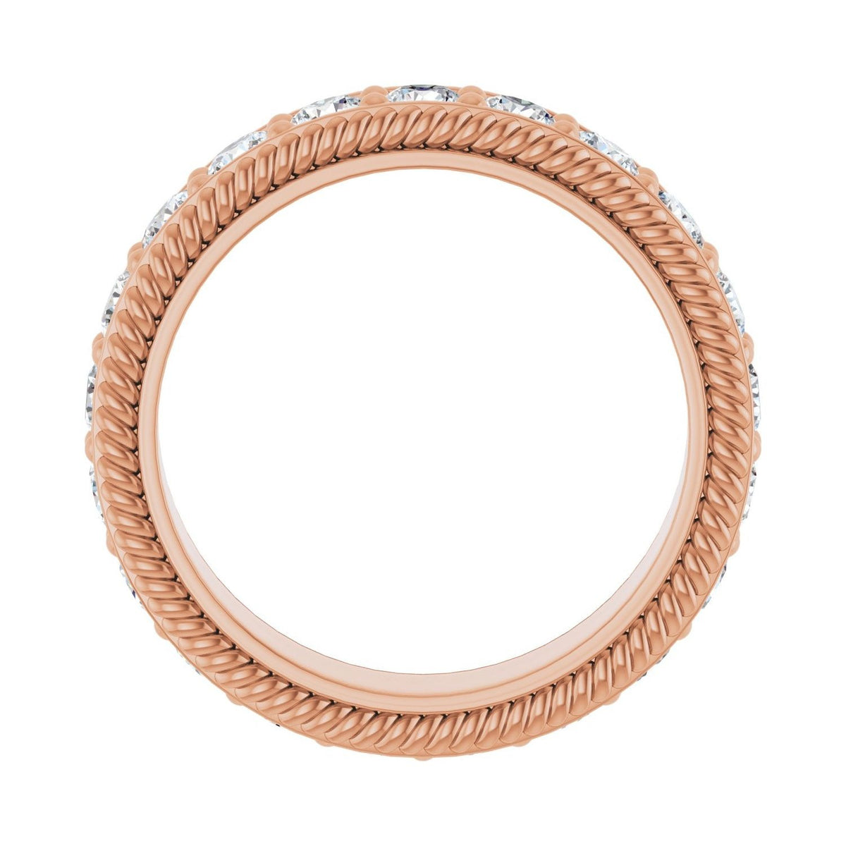 Sapphire Row Lab-Grown Diamond Rope-Edge Eternity Band - 14K Rose Gold, 3 mm, 7.5 (view 2)