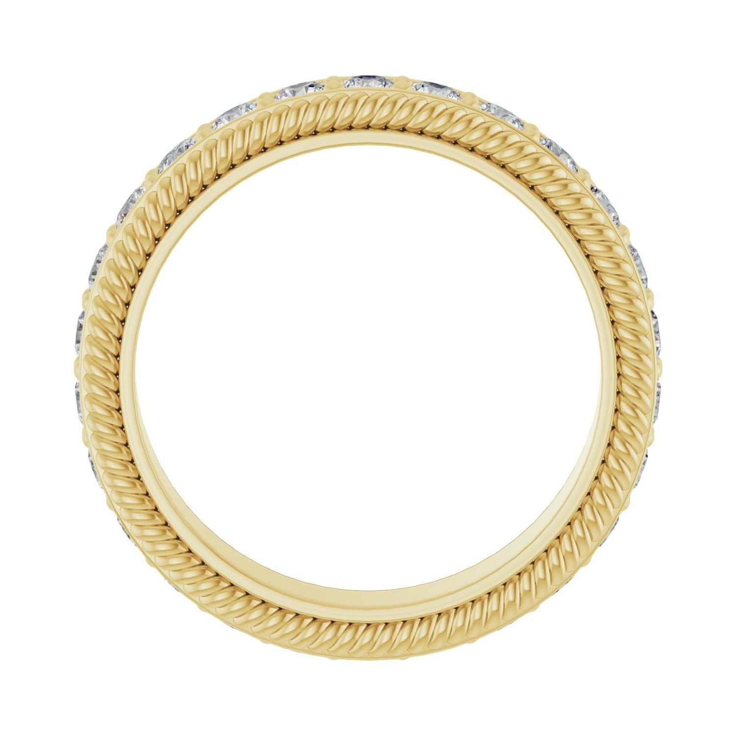 Sapphire Row Lab-Grown Diamond Rope-Edge Eternity Band - 14K Yellow Gold, 2 mm, 4 (view 2)