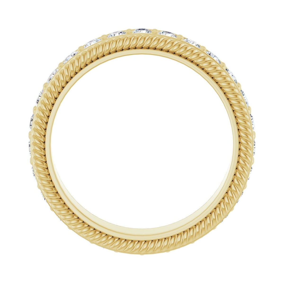 Sapphire Row Lab-Grown Diamond Rope-Edge Eternity Band - 14K Yellow Gold, 2 mm, 5 (view 2)