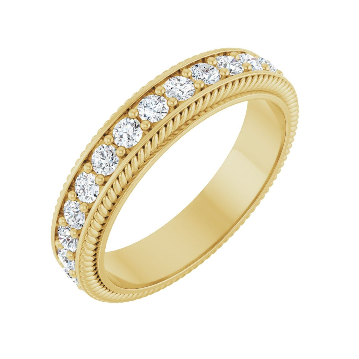 Sapphire Row Lab-Grown Diamond Rope-Edge Eternity Band - 14K Yellow Gold, 2 mm, 6