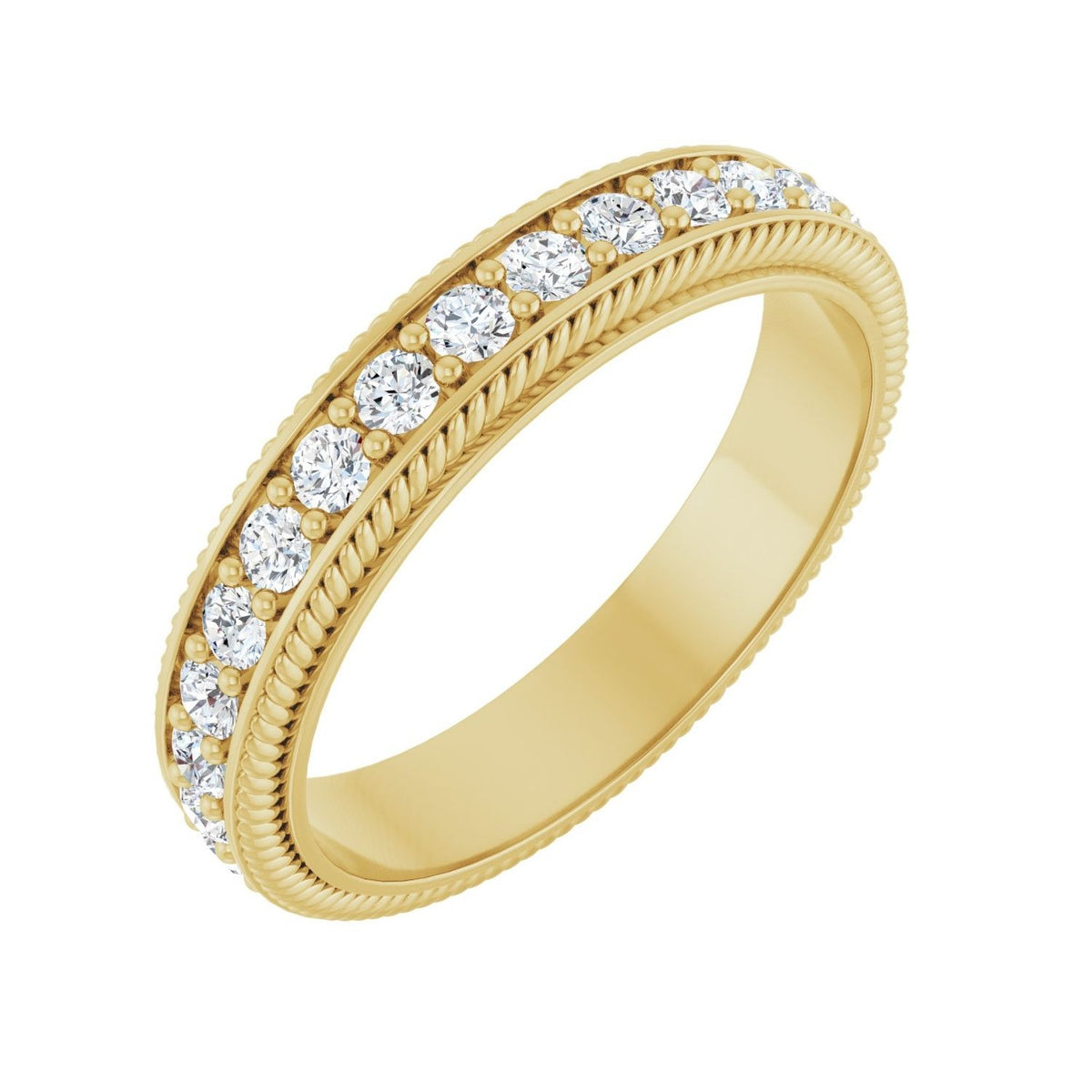 Sapphire Row Lab-Grown Diamond Rope-Edge Eternity Band - 14K Yellow Gold, 2 mm, 8