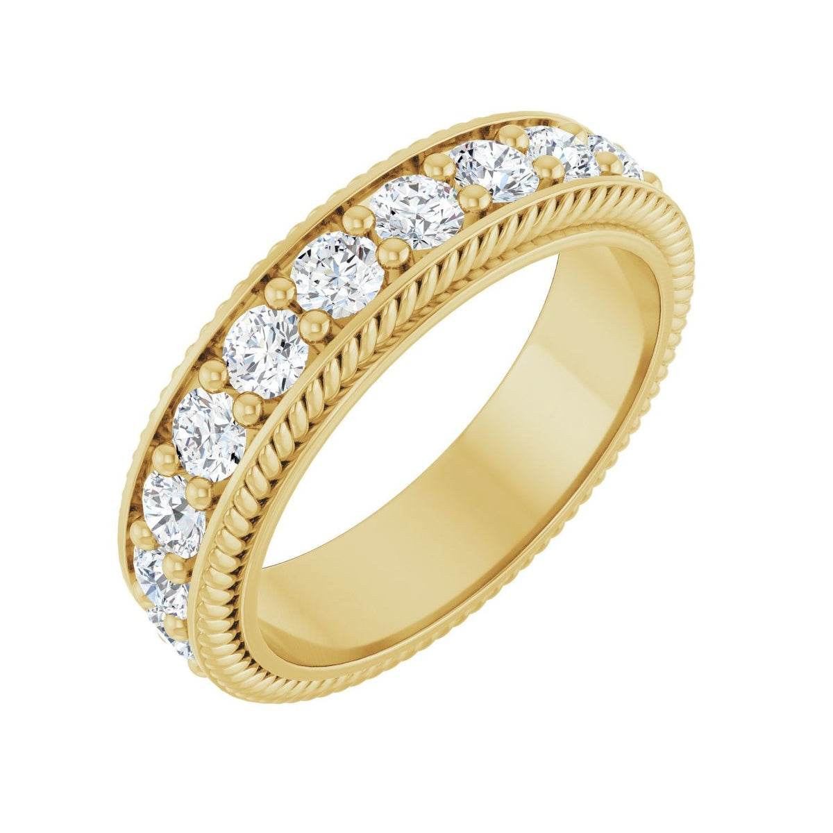 Sapphire Row Lab-Grown Diamond Rope-Edge Eternity Band - 14K Yellow Gold, 3 mm, 8