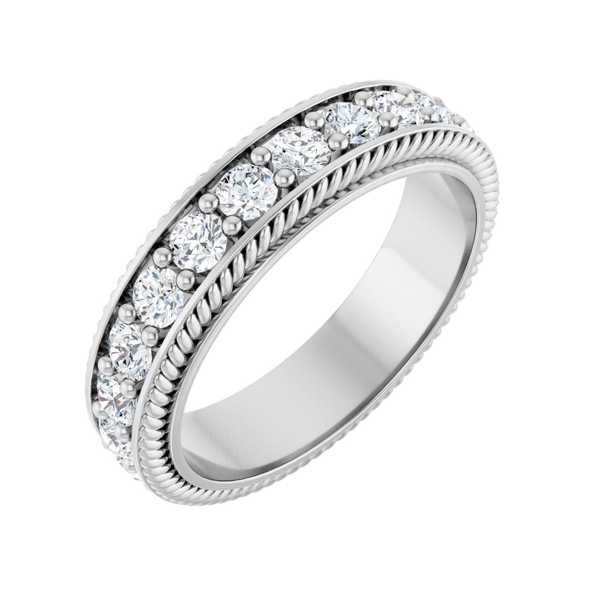Sapphire Row Lab-Grown Diamond Rope-Edge Eternity Band - Platinum, 2.5 mm, 6.5