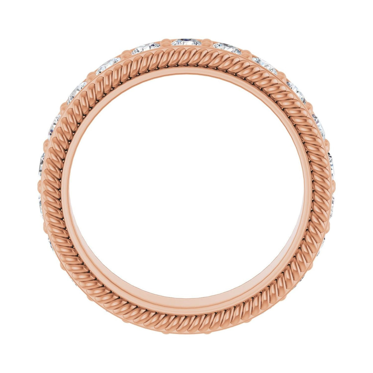 Sapphire Row Lab-Grown Diamond Rope-Edge Eternity Band - 14K Rose Gold, 2.5 mm, 5.5 (view 2)