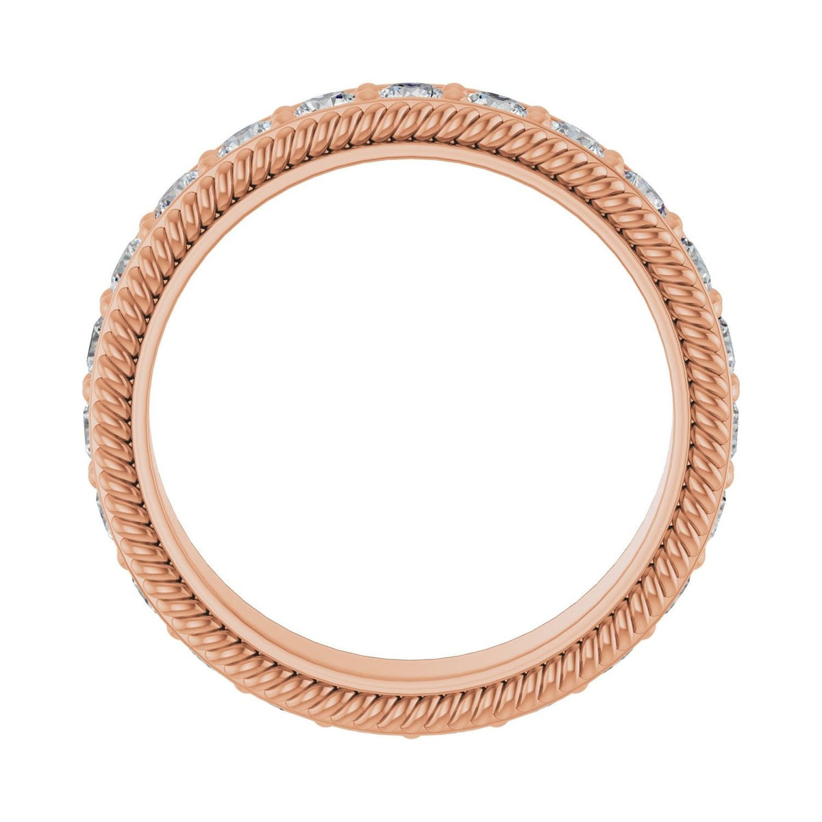 Sapphire Row Lab-Grown Diamond Rope-Edge Eternity Band - 14K Rose Gold, 2.5 mm, 6.5 (view 2)