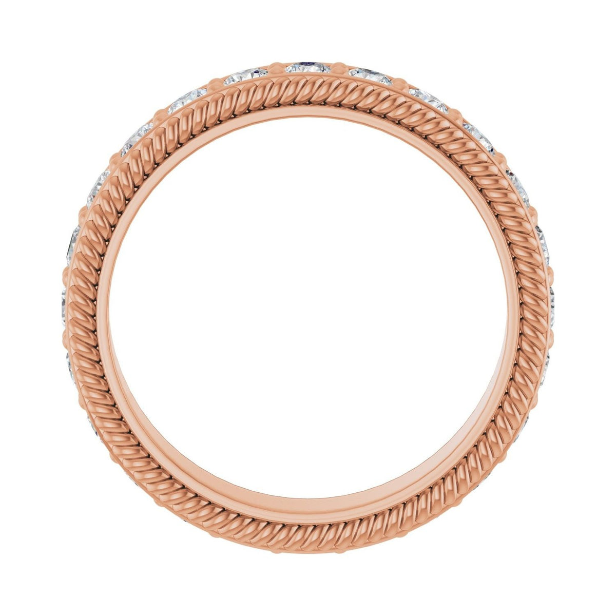 Sapphire Row Lab-Grown Diamond Rope-Edge Eternity Band - 14K Rose Gold, 2.5 mm, 7.5 (view 2)