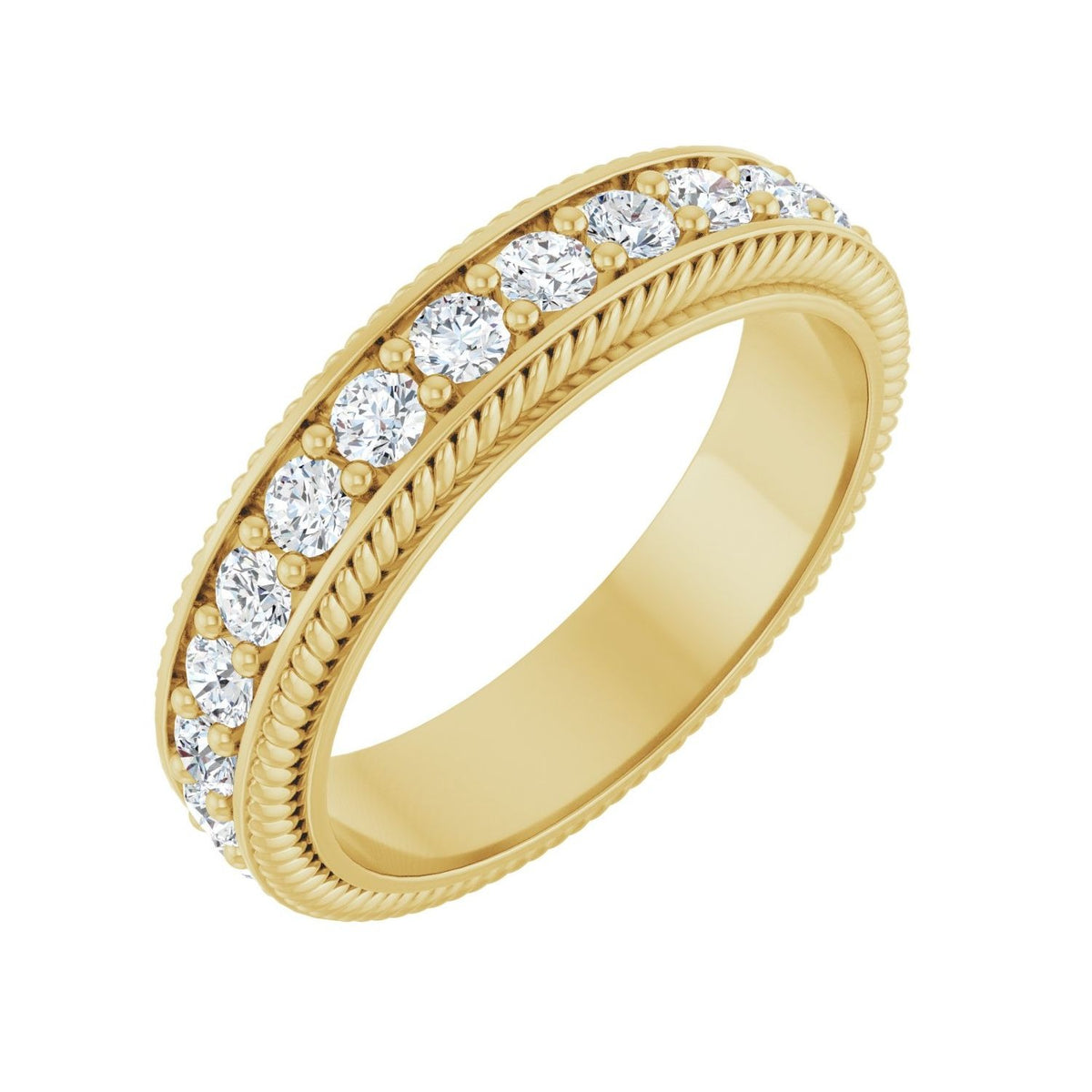Sapphire Row Lab-Grown Diamond Rope-Edge Eternity Band - 14K Yellow Gold, 2 mm, 4.5