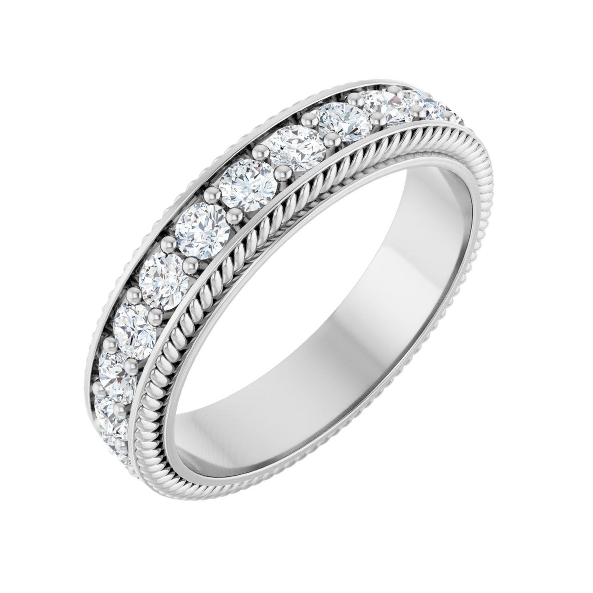 Sapphire Row Lab-Grown Diamond Rope-Edge Eternity Band - Platinum, 2.5 mm, 8