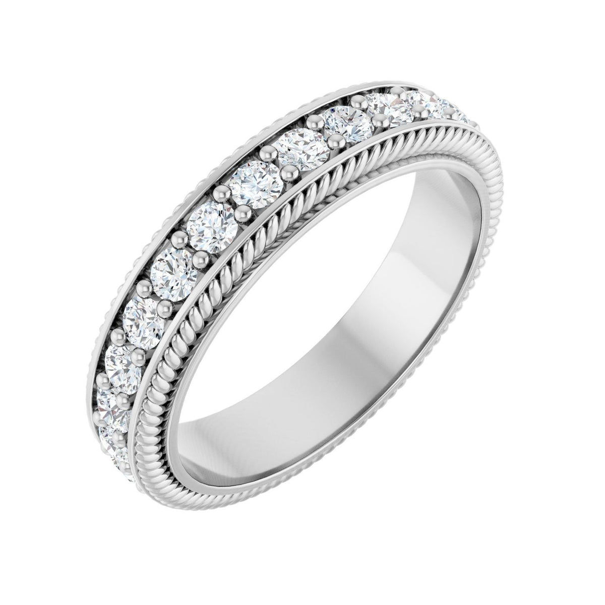Sapphire Row Lab-Grown Diamond Rope-Edge Eternity Band - Platinum, 2 mm, 5.5