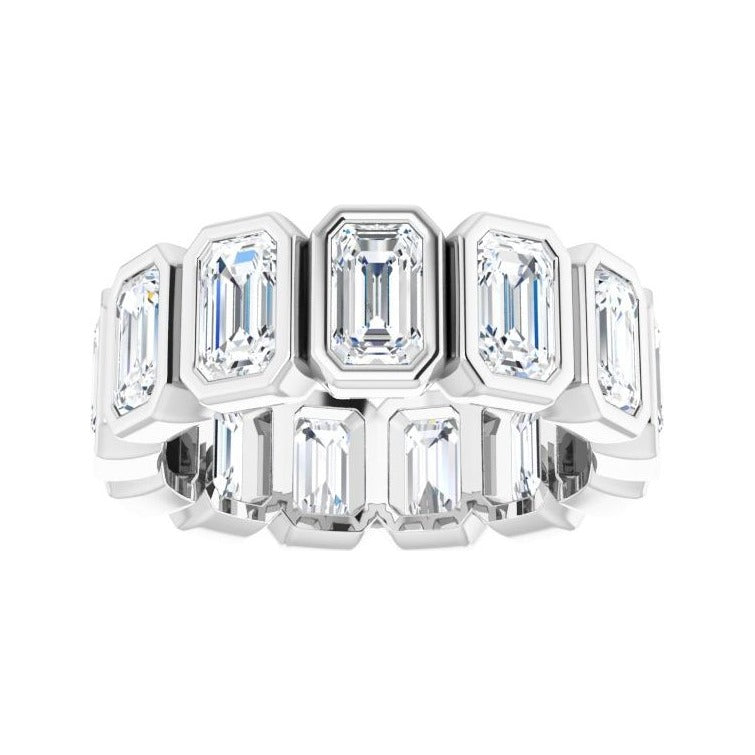 Sapphire Row Natural Diamond Emerald-Cut Bezel Band - 10K White Gold, 5 (view 3)