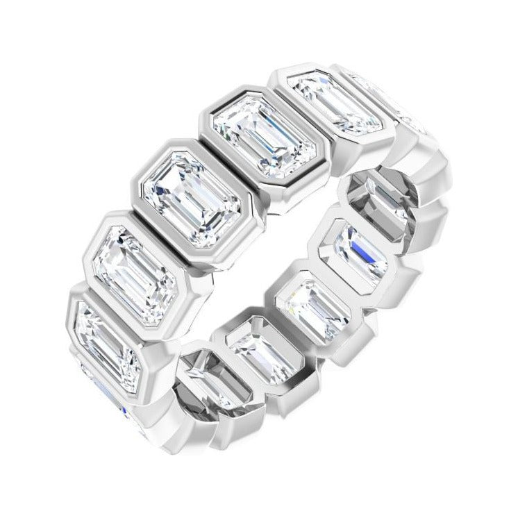 Sapphire Row Natural Diamond Emerald-Cut Bezel Band - 10K White Gold, 6