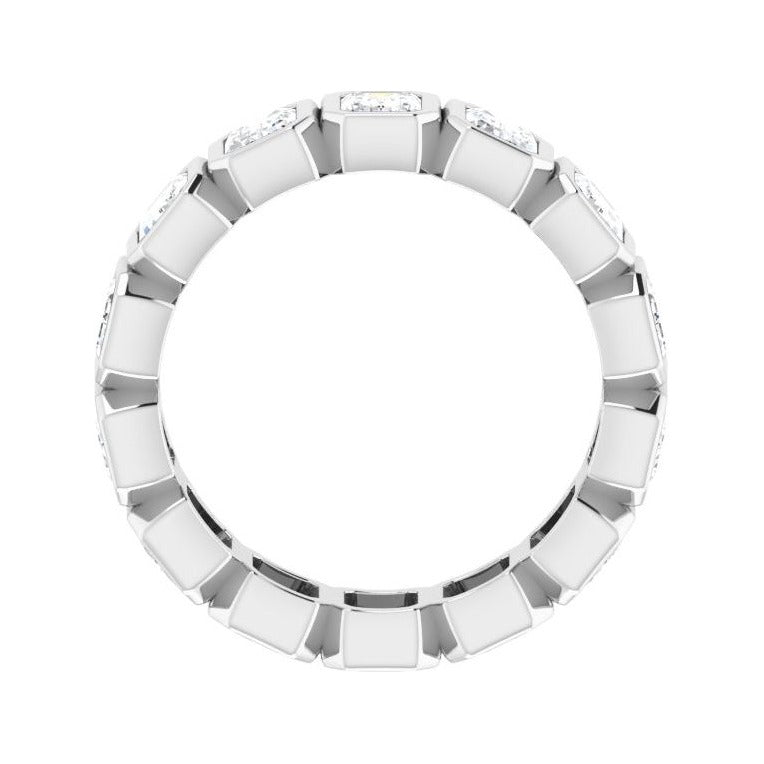 Sapphire Row Natural Diamond Emerald-Cut Bezel Band - 10K White Gold, 6 (view 2)