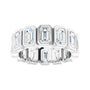 Sapphire Row Natural Diamond Emerald-Cut Bezel Band - 10K White Gold, 6 (view 3)