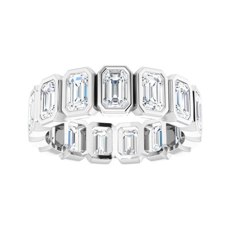 Sapphire Row Natural Diamond Emerald-Cut Bezel Band - 10K White Gold, 9 (view 3)