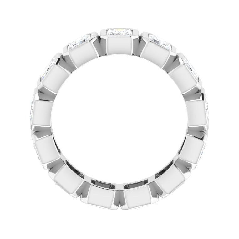 Sapphire Row Natural Diamond Emerald-Cut Bezel Band - 14K White Gold, 5 (view 2)