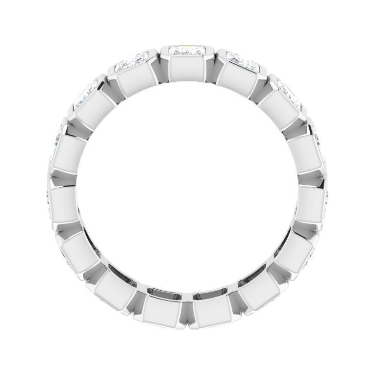Sapphire Row Natural Diamond Emerald-Cut Bezel Band - 14K White Gold, 8 (view 2)