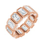 Sapphire Row Natural Diamond Emerald-Cut Bezel Band - 10K Rose Gold, 4.5