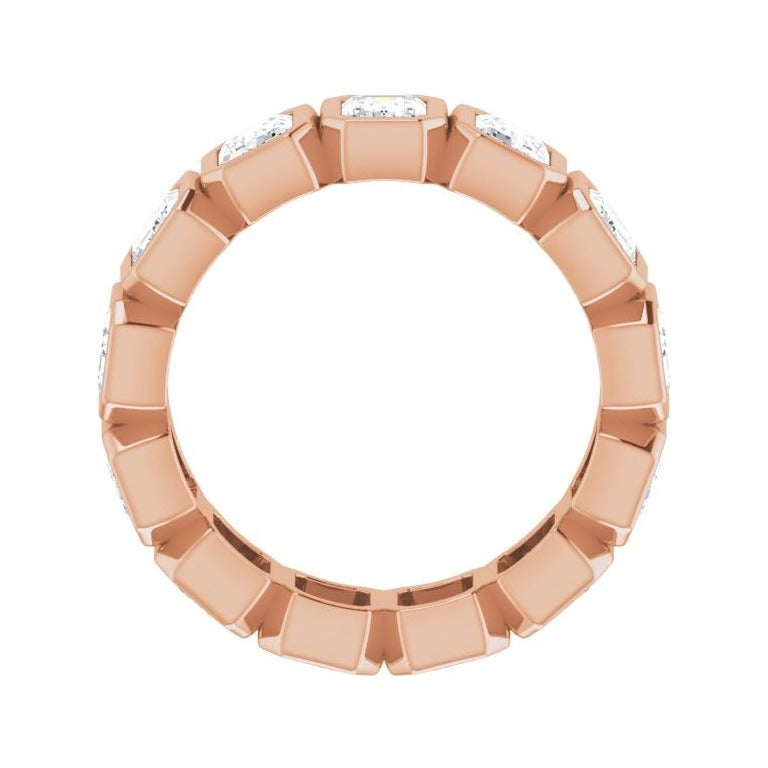 Sapphire Row Natural Diamond Emerald-Cut Bezel Band - 10K Rose Gold, 4.5 (view 2)