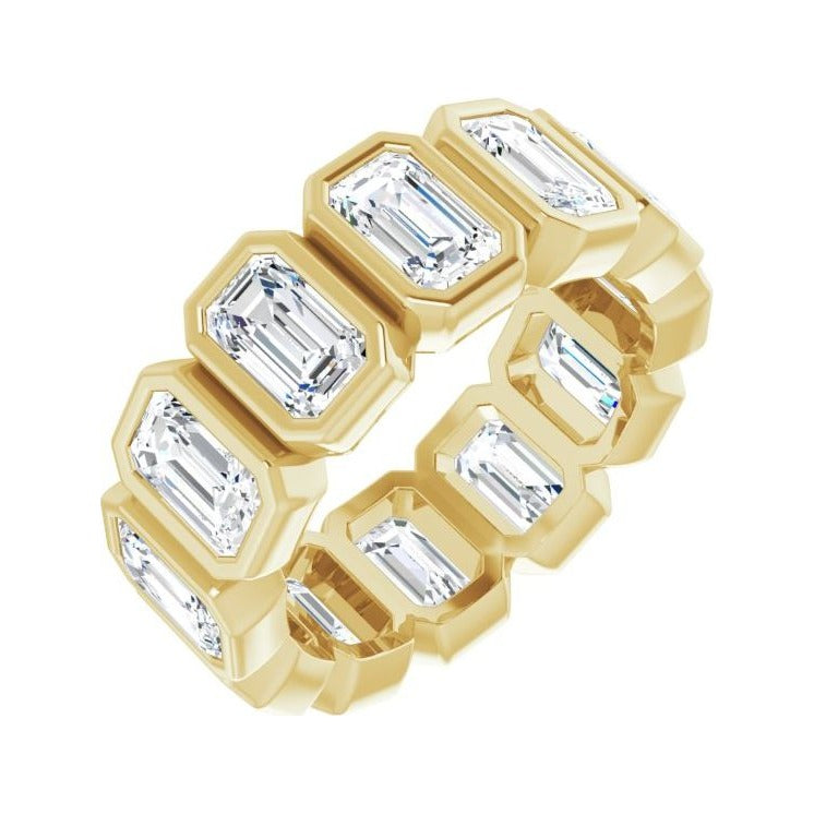 Sapphire Row Natural Diamond Emerald-Cut Bezel Band - 10K Yellow Gold, 4